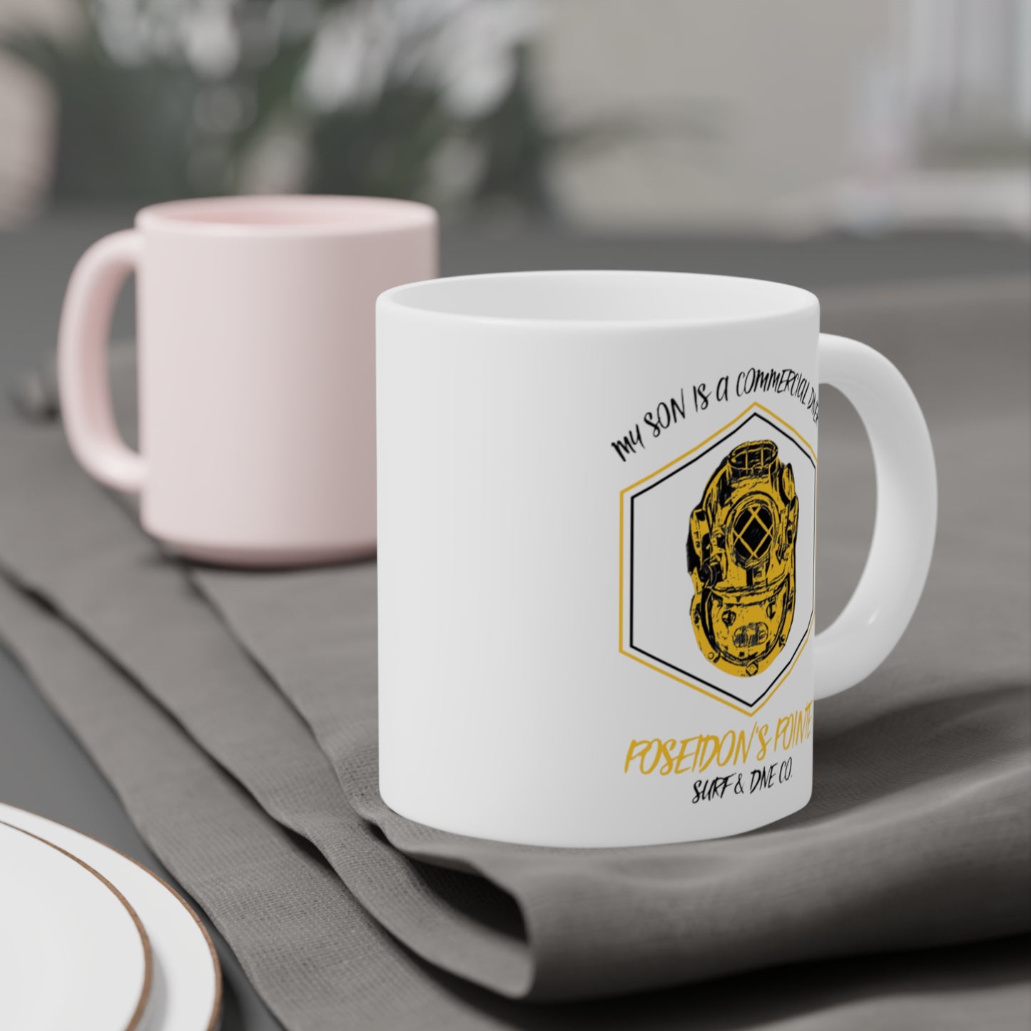 My son's a commercial diver - MAK V Dive Helmet Ceramic Mugs (11oz\15oz\20oz)