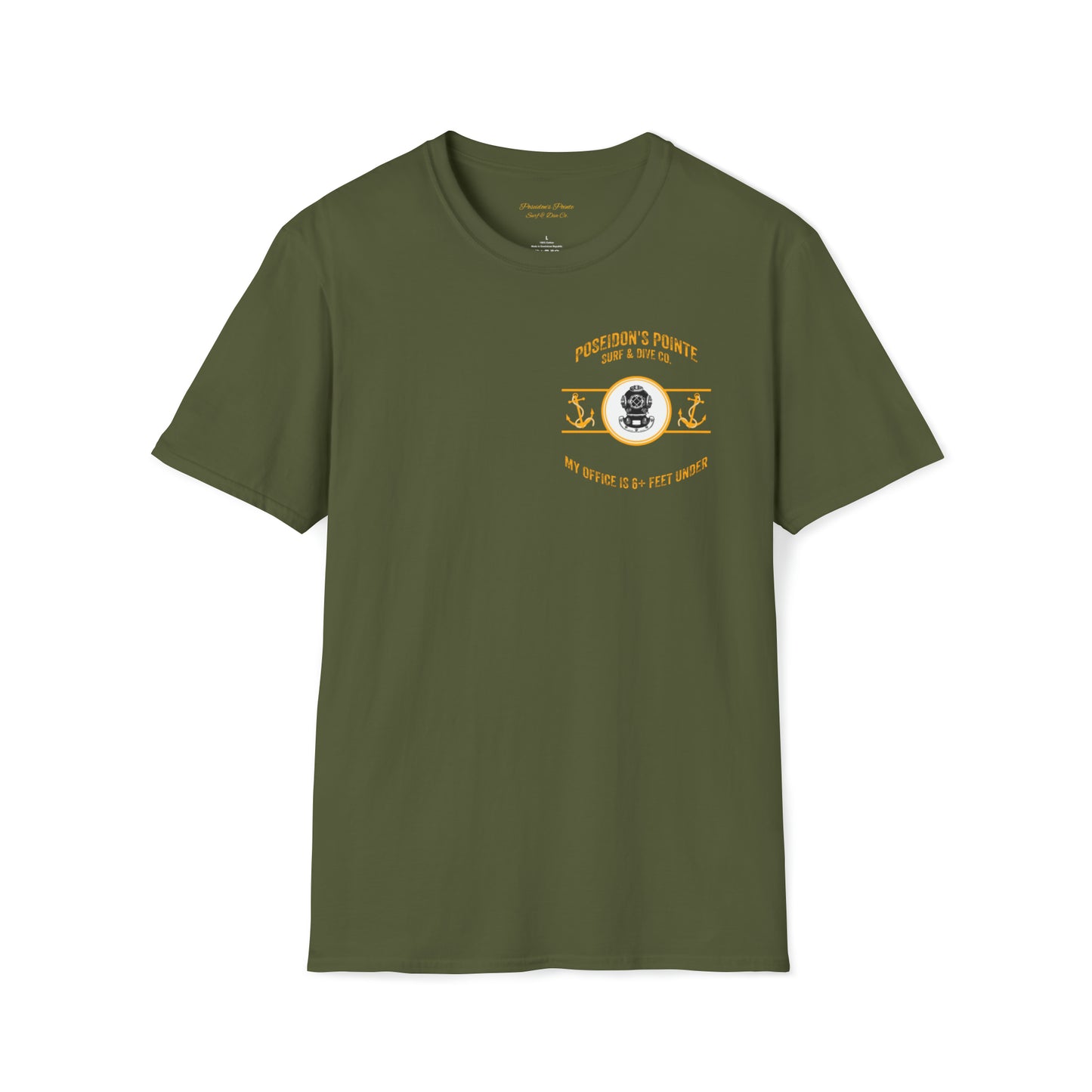 My Office is 6+ Feet Under w/ MAK V Dive Helmet Unisex Softstyle T-Shirt