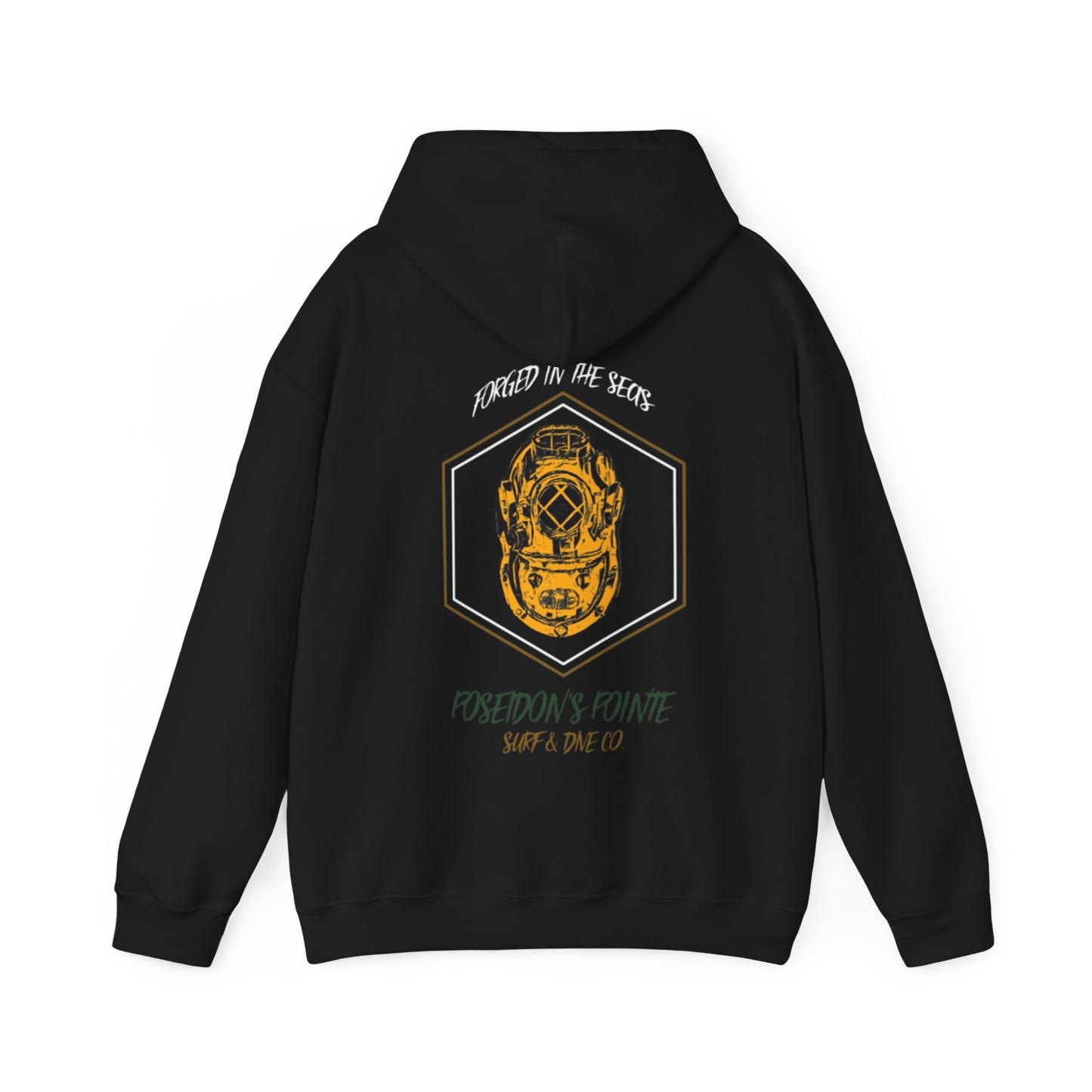Forged in the Seas MAK V Dive Helmet (Green / Gold) - Unisex Heavy Blend™ Hooded Sweatshirt