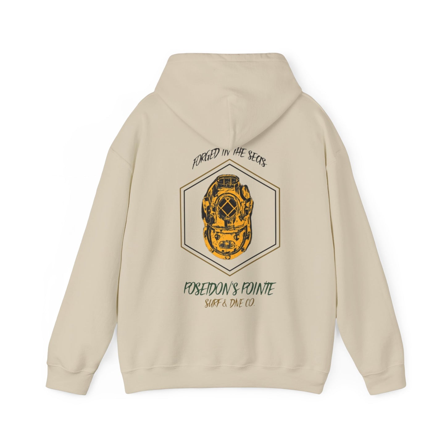 Forged in the Seas MAK V Dive Helmet (Green / Gold) - Unisex Heavy Blend™ Hooded Sweatshirt