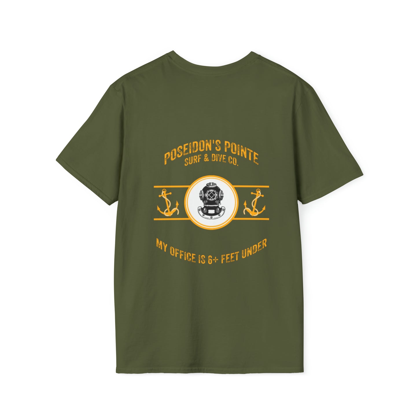 My Office is 6+ Feet Under w/ MAK V Dive Helmet Unisex Softstyle T-Shirt