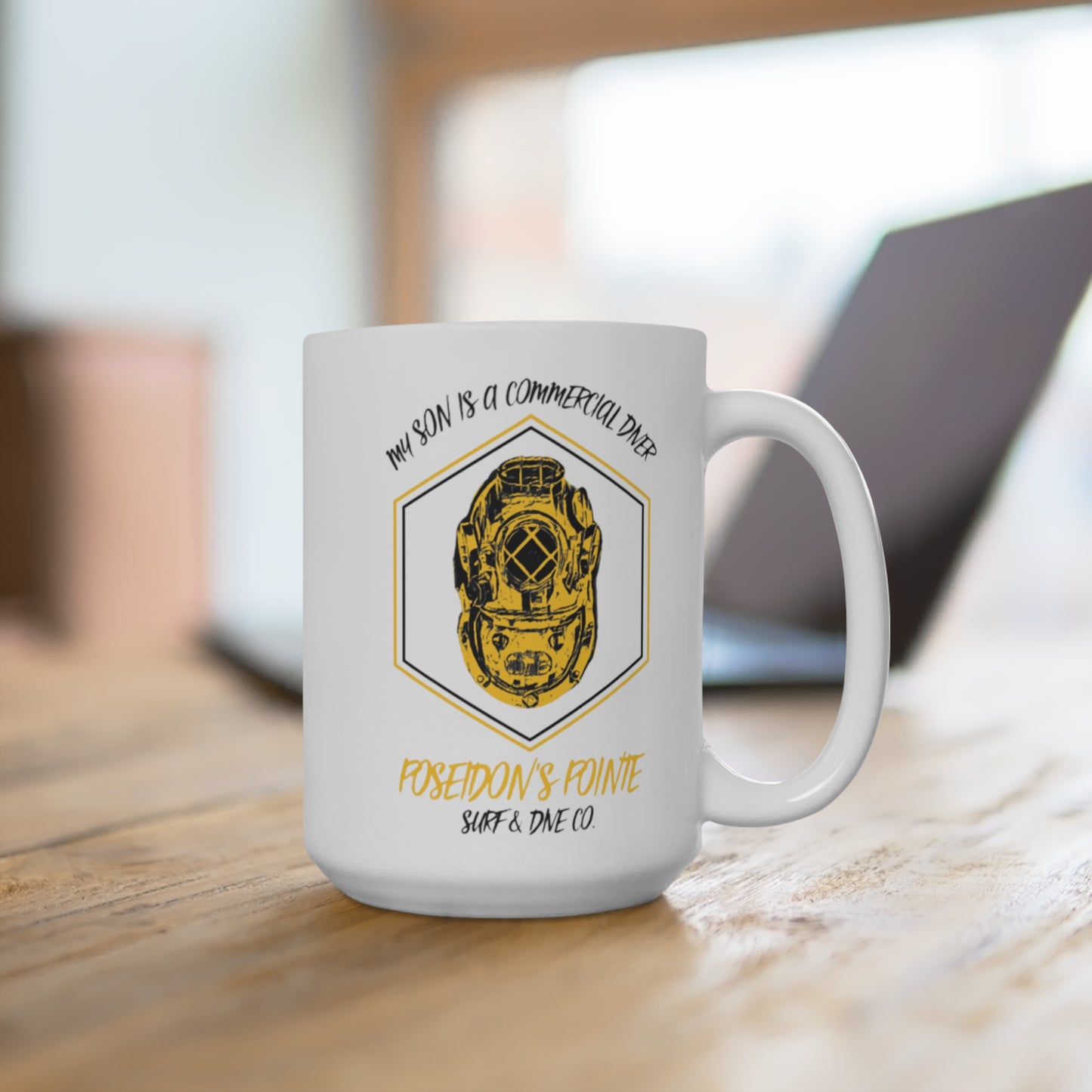 My son's a commercial diver - MAK V Dive Helmet Ceramic Mugs (11oz\15oz\20oz)
