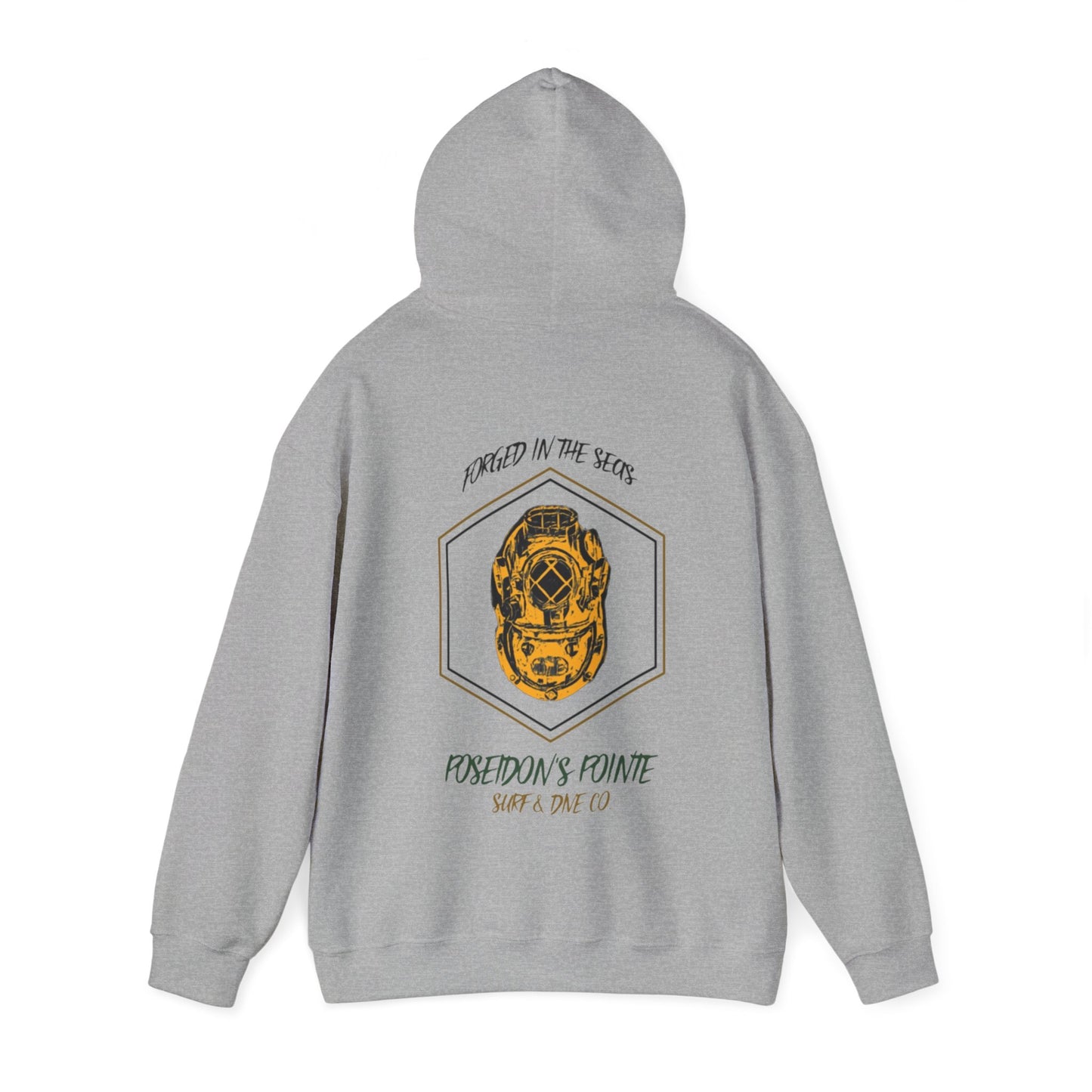 Forged in the Seas MAK V Dive Helmet (Green / Gold) - Unisex Heavy Blend™ Hooded Sweatshirt