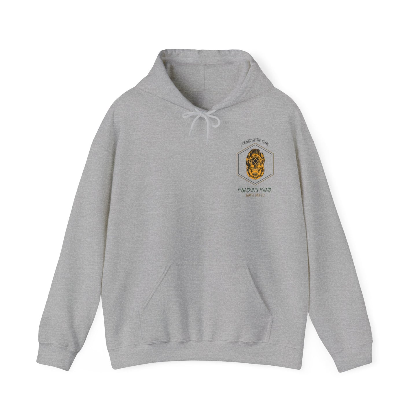 Forged in the Seas MAK V Dive Helmet (Green / Gold) - Unisex Heavy Blend™ Hooded Sweatshirt