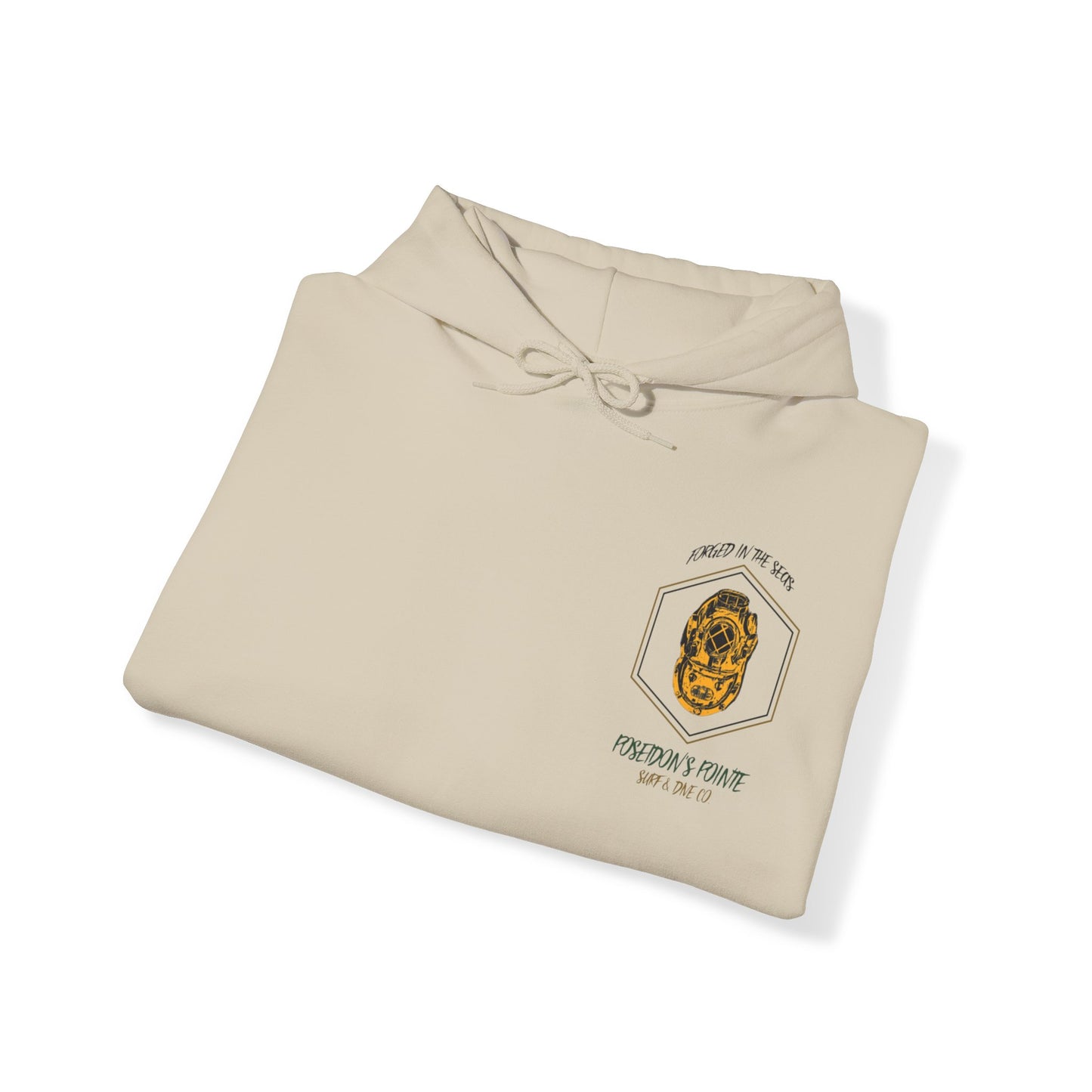 Forged in the Seas MAK V Dive Helmet (Green / Gold) - Unisex Heavy Blend™ Hooded Sweatshirt