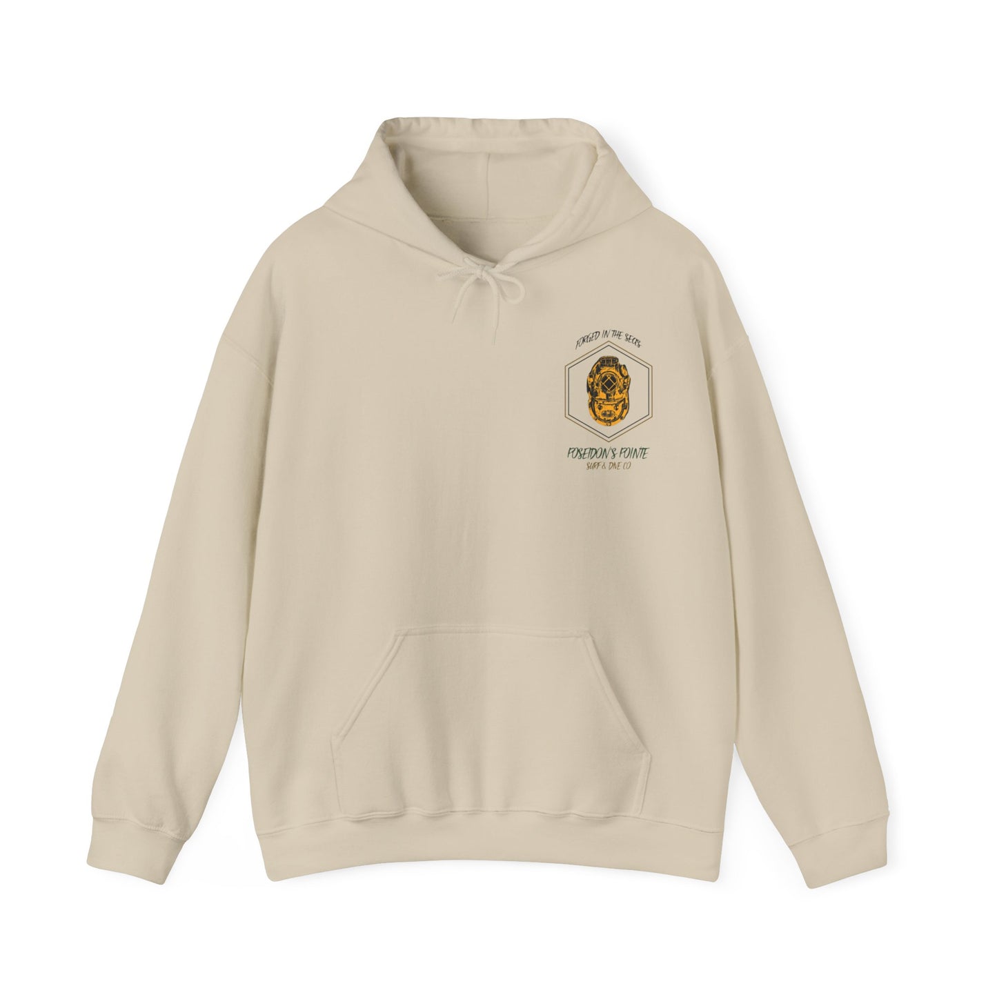Forged in the Seas MAK V Dive Helmet (Green / Gold) - Unisex Heavy Blend™ Hooded Sweatshirt