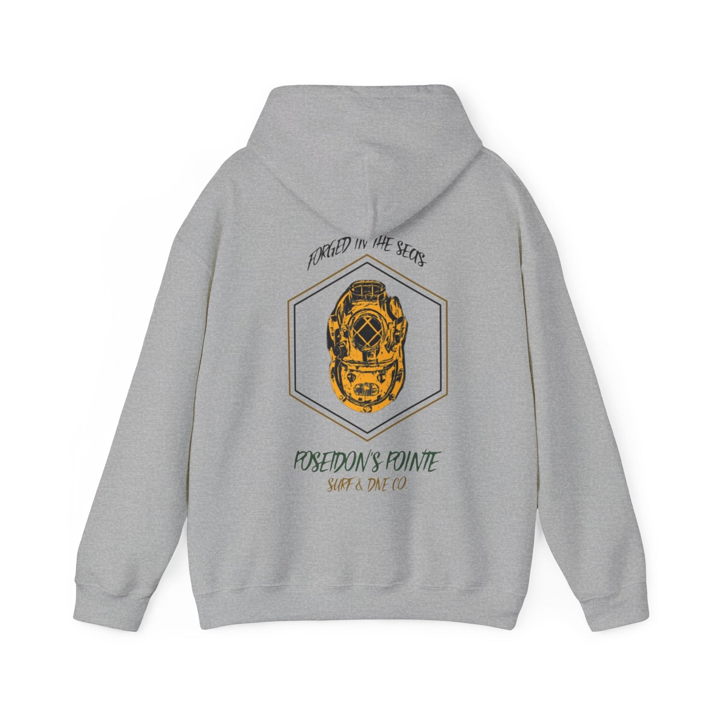 Forged in the Seas MAK V Dive Helmet (Green / Gold) - Unisex Heavy Blend™ Hooded Sweatshirt