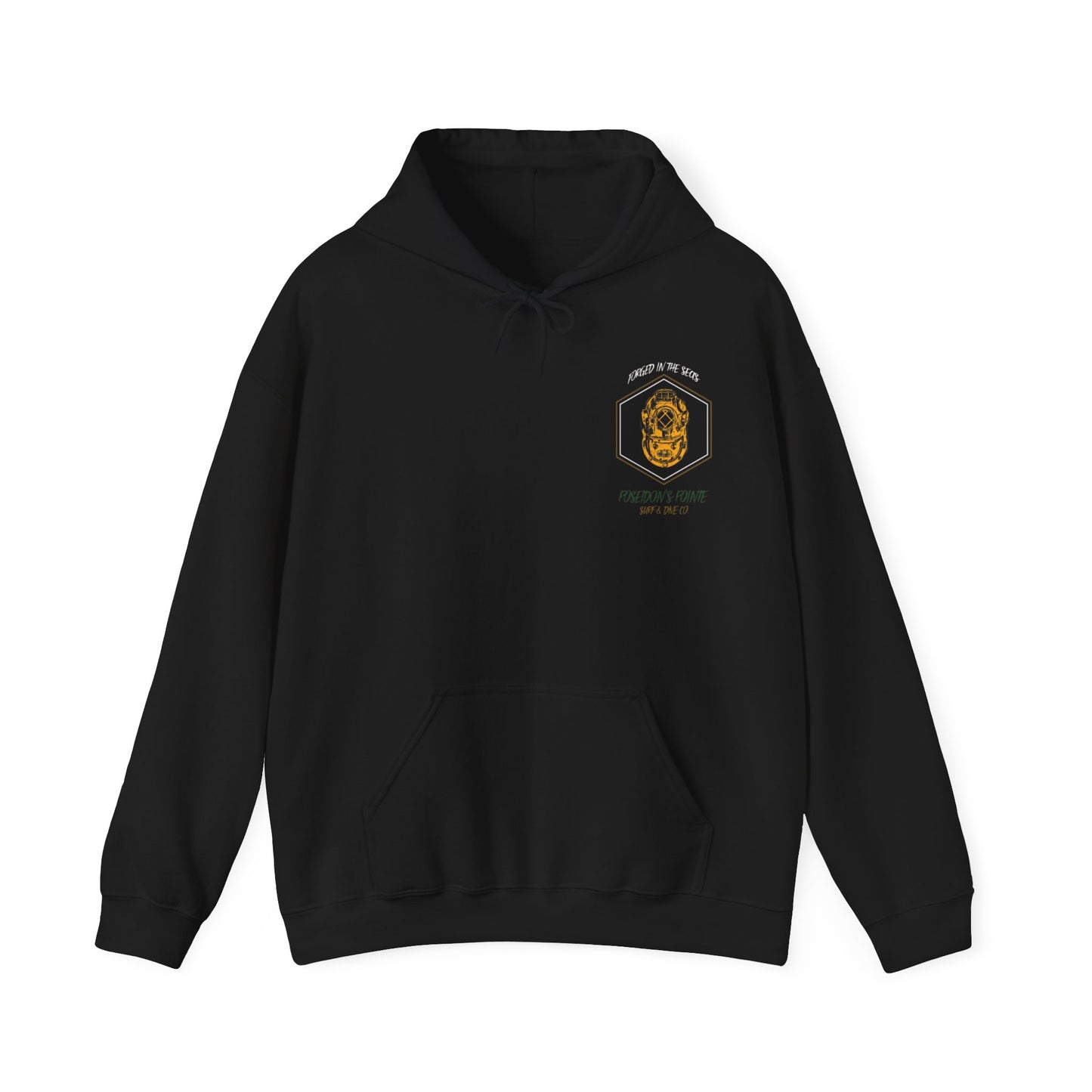 Forged in the Seas MAK V Dive Helmet (Green / Gold) - Unisex Heavy Blend™ Hooded Sweatshirt