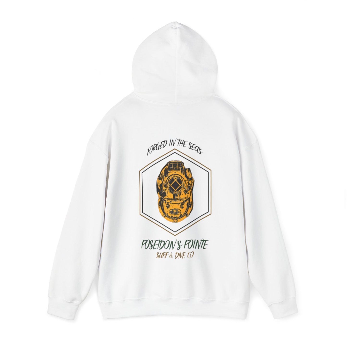 Forged in the Seas MAK V Dive Helmet (Green / Gold) - Unisex Heavy Blend™ Hooded Sweatshirt