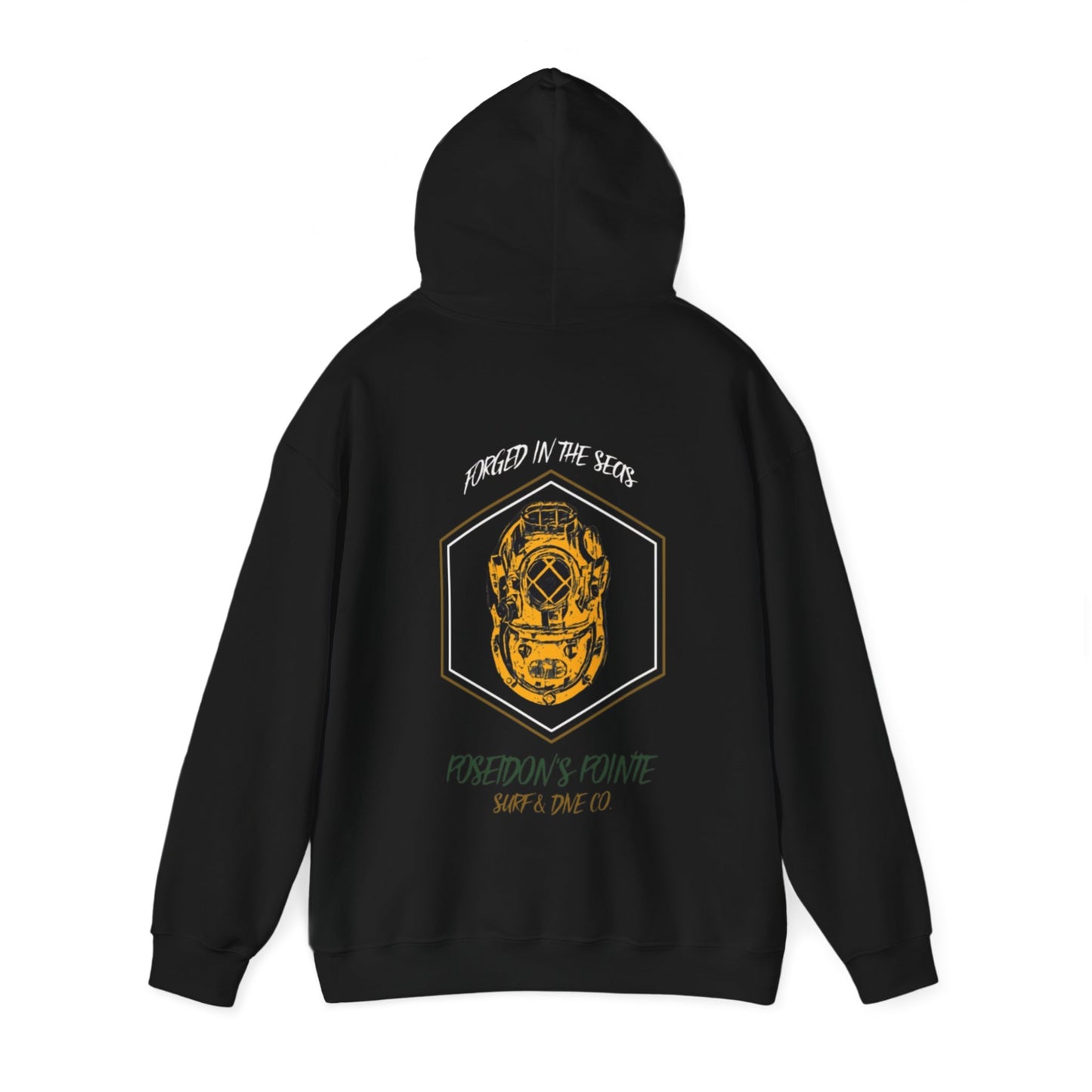 Forged in the Seas MAK V Dive Helmet (Green / Gold) - Unisex Heavy Blend™ Hooded Sweatshirt