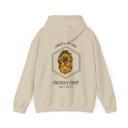 Forged in the Seas MAK V Dive Helmet (Green / Gold) - Unisex Heavy Blend™ Hooded Sweatshirt