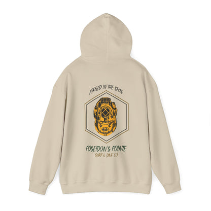 Forged in the Seas MAK V Dive Helmet (Green / Gold) - Unisex Heavy Blend™ Hooded Sweatshirt