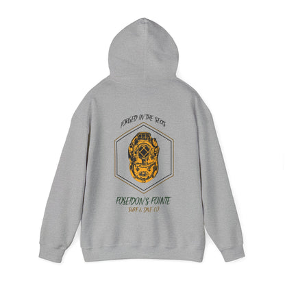 Forged in the Seas MAK V Dive Helmet (Green / Gold) - Unisex Heavy Blend™ Hooded Sweatshirt