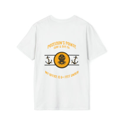 My Office is 6+ Feet Under w/ MAK V Dive Helmet Unisex Softstyle T-Shirt