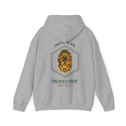 Forged in the Seas MAK V Dive Helmet (Green / Gold) - Unisex Heavy Blend™ Hooded Sweatshirt