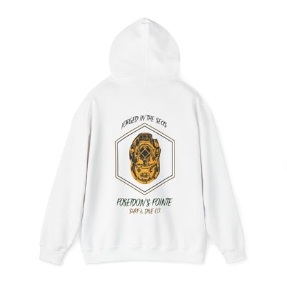 Forged in the Seas MAK V Dive Helmet (Green / Gold) - Unisex Heavy Blend™ Hooded Sweatshirt